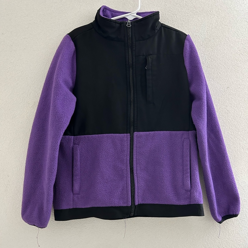 Purple and Black Fleece Jacket Girls size Small 6